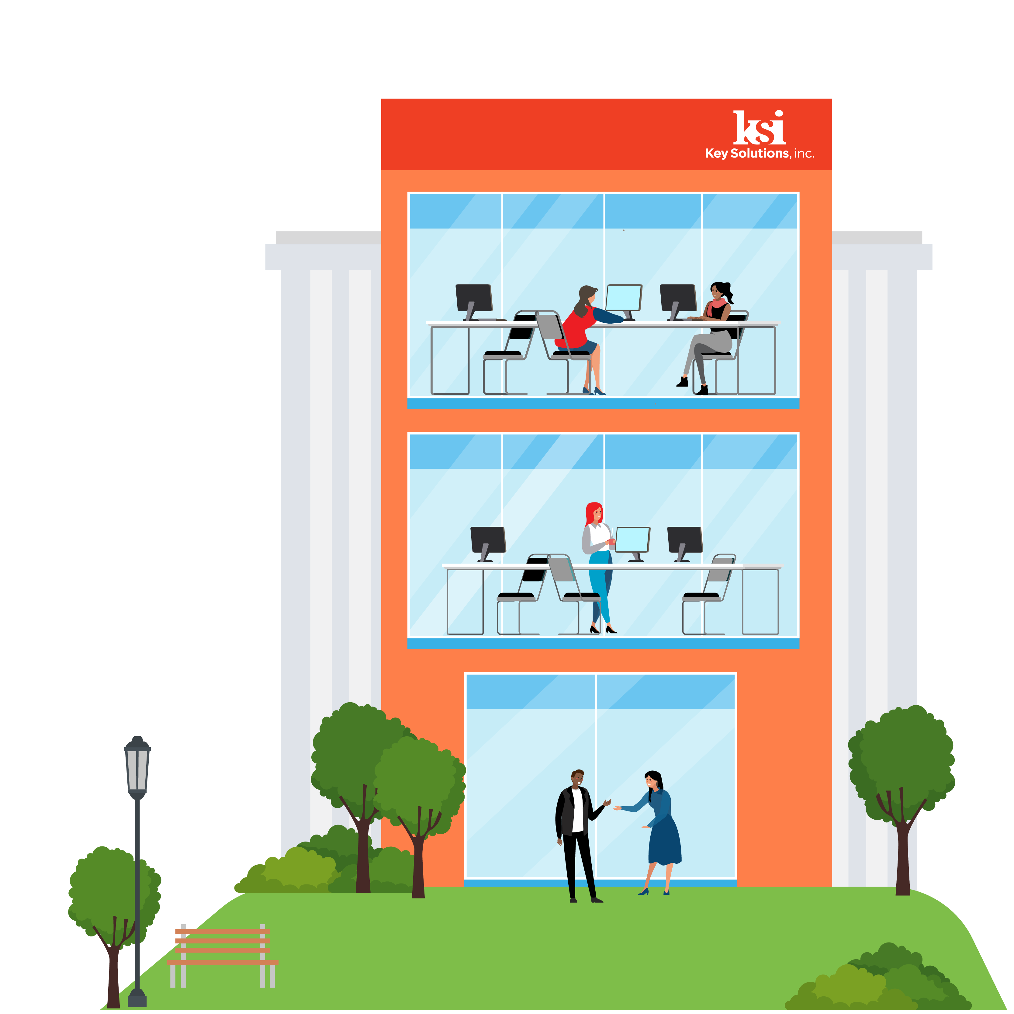 KSI-Homepage-Orange Building-02 ksi building with people