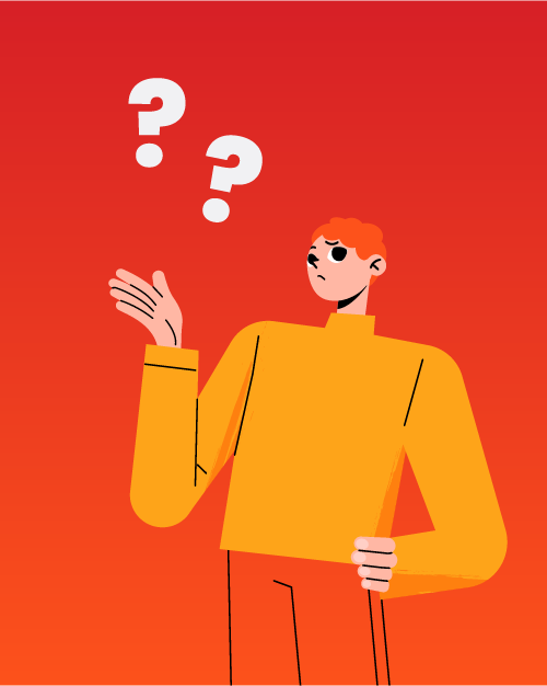 man with question mark icons