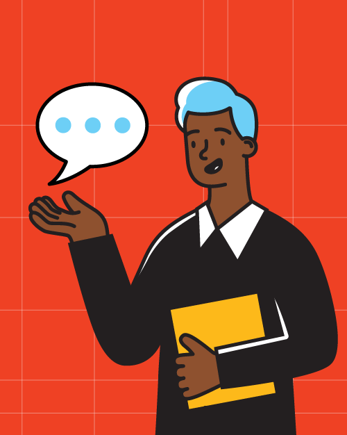 How it Works - Proposal Development Training icon of man speaking